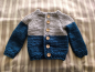 Preview: Strickjacke grau blau dick