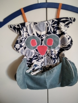 Klammerbeutel Eule schwarz blau
