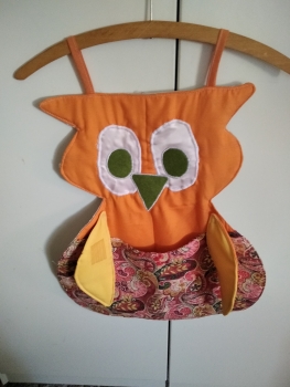 Klammerbeutel Eule orange rosa