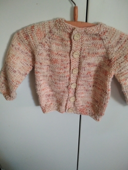 Strickjacke orange rosa weiß