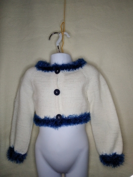 Bolero Jacke weiß dunkelblau