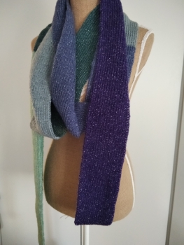 Schal extralang lila blau türkis