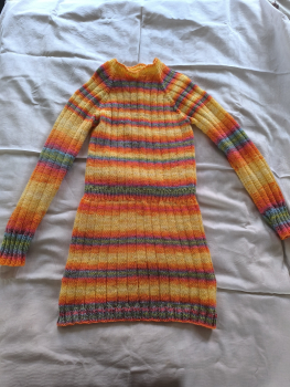 Srickkleid gelb bunt