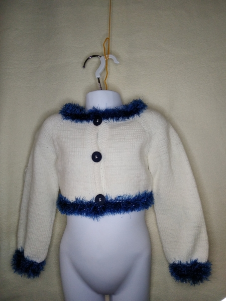 Bolero Jacke weiß dunkelblau