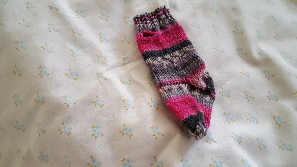 Sparstrumpf pink grau