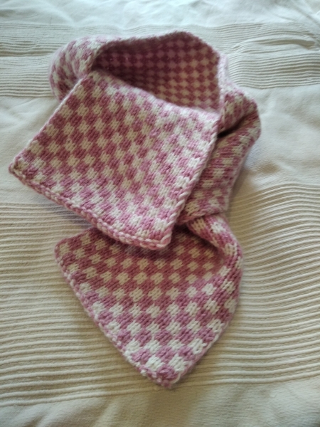 Schal, weiß rosa double face