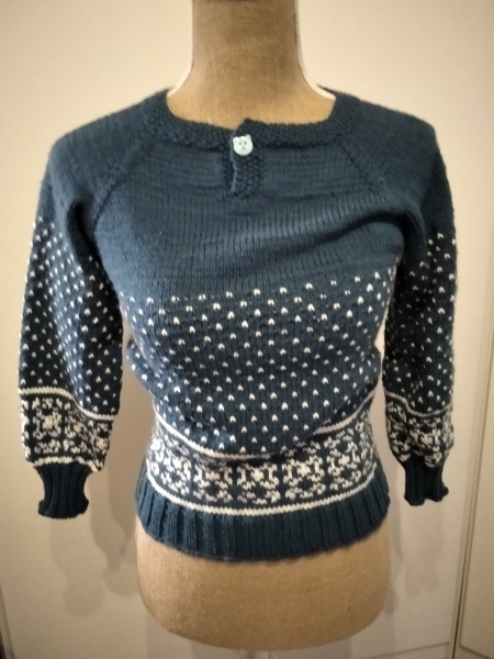 Pullover Norwegermuster blau weiß