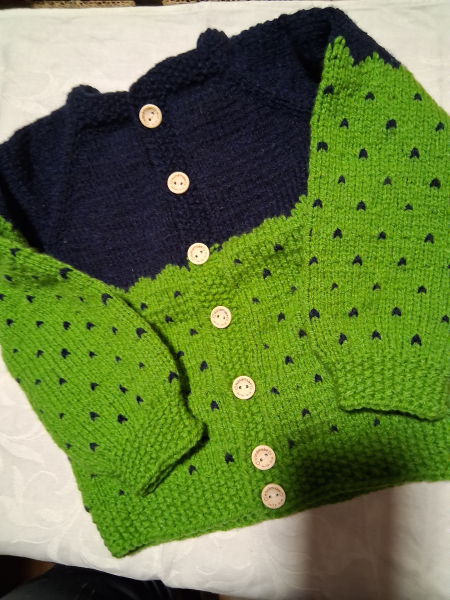 Strickjacke grün-blau