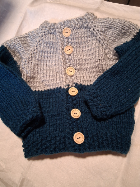 Srickjacke grau- blau