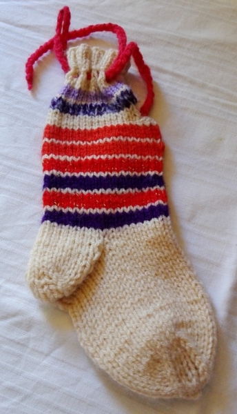 Sparstrumpf beige mit Streifen