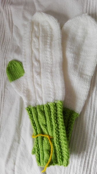 Handschuhe weiß-grün